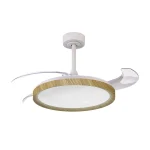 Ventilador Mantra Mistral Blanco y madera Luz LED 51,5-106 cm