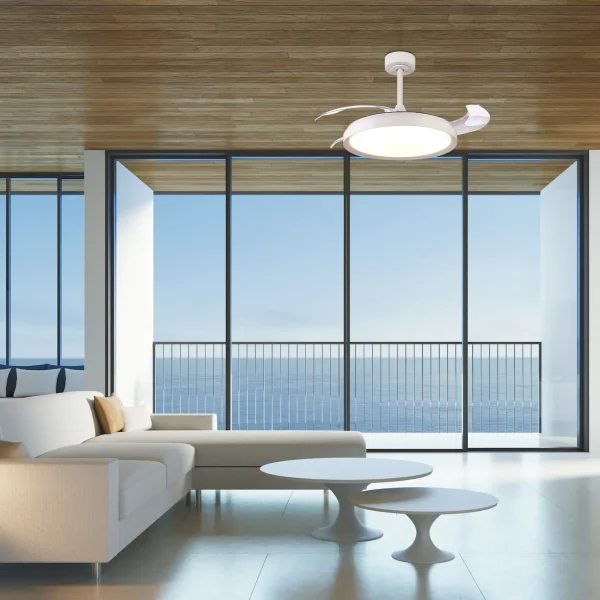 ventilador-techo-retractil-mantra-mistral-led-motor-dc-mando-blanco-8826 Ventilador retráctil Mantra Mistral Blanco Luz LED 51,5-106 cm