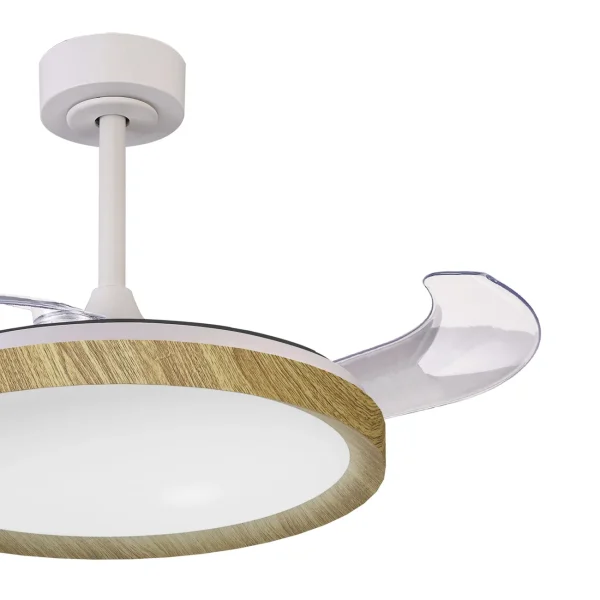 ventilador-techo-retractil-mantra-mistral-led-motor-dc-mando-blanco-madera-8827 Ventilador Mantra Mistral Blanco y madera Luz LED 51,5-106 cm