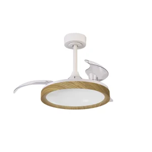 ventilador-techo-retractil-mantra-mistral-mini-led-motor-dc-3-aspas-blanco-madera-8830 Ventilador Mantra Mistral MINI Blanco y madera Luz LED 45-91 cm