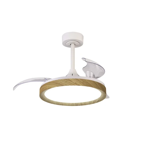 ventilador-techo-retractil-mantra-mistral-mini-led-motor-dc-blanco-madera-8830 Ventilador Mantra Mistral MINI Blanco y madera Luz LED 45-91 cm