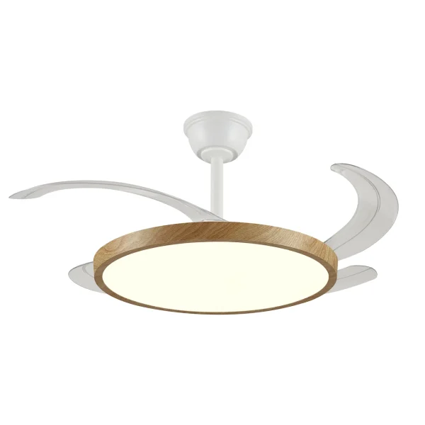 Ventilador retráctil P&B Melody L blanco y madera LED 48-108 cm