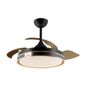 ventilador-techo-retractil-schuller-heron-led-motor-dc-3-aspas-negro-oro-marron-175197d Ventilador retráctil schuller Herón negro oro LED 50-106 cm