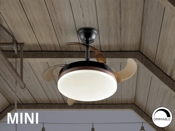 Ventilador schuller Vento Mini negro bronce LED 40-90 cm