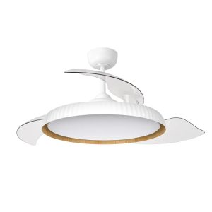 Ventilador de techo retráctil Zioneled Kant blanco filo madera