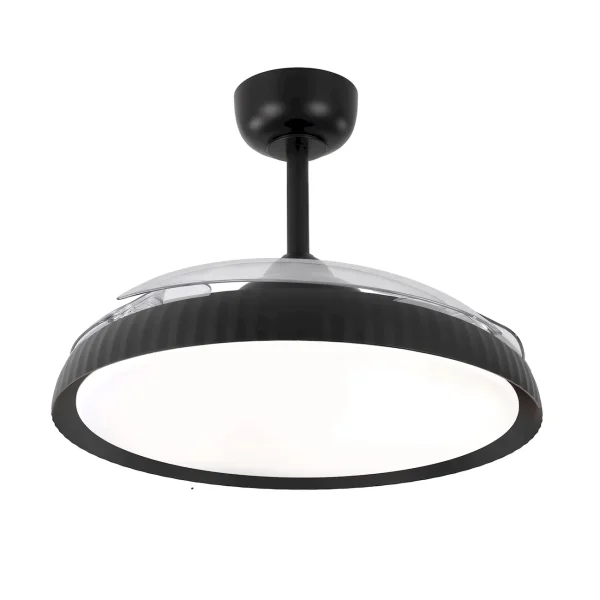 ventilador-techo-retractil-zioneled-kant-led-motor-dc-negro-vt-kant-nm Ventilador retráctil Zioneled Kant negro luz LED 55-107 cm