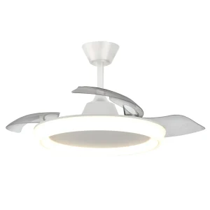 Ventilador retractil Zioneled Magno blanco luz LED 50-107 cm