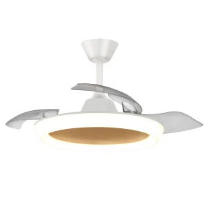 Ventilador retractil Zioneled Magno blanco luz LED 50-107 cm