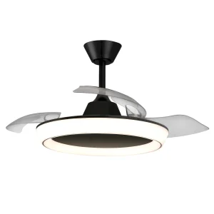 Ventilador retractil Zioneled Magno negro luz LED 50-107 cm