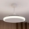 Ventilador de techo retráctil Zioneled Platon blanco motor dc luz led