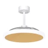 Ventilador retráctil Zioneled Platón blanco madera luz LED 55-107 cm