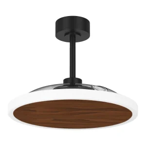 Ventilador de techo retráctil Zioneled Platon negro madera oscura motor DC bajo consumo