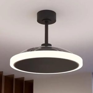 Ventilador retráctil Zioneled Platón negro luz LED 55-107 cm