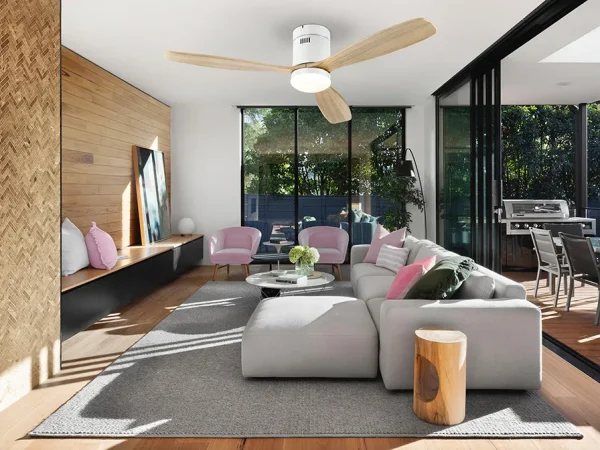 Ventilador schuller Siroco blanco madera LED 132 cm