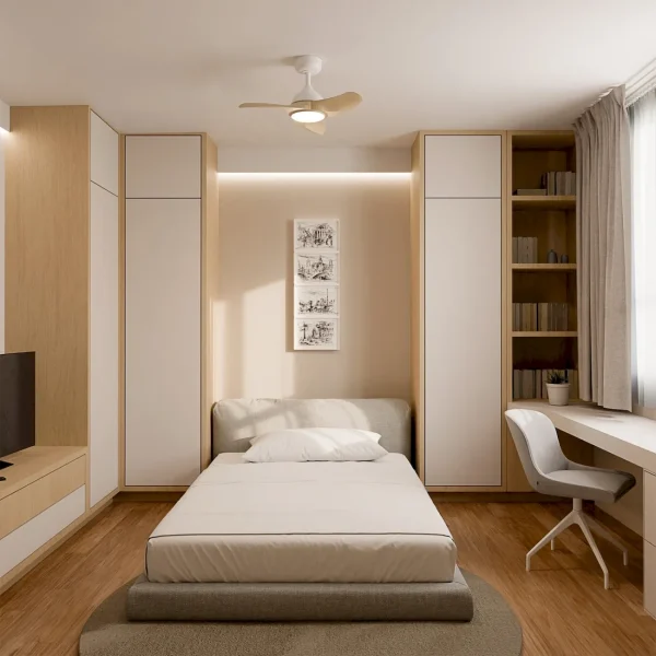 Ventilador de techo Sulion Diehl S blanco Madera pequeño con luz LED