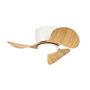 Ventilador de techo Sulion Monty blanco aspas decorado madera clara motor DC led