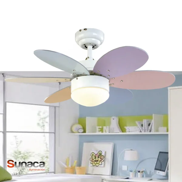 Ventilador de techo Sulion Rainbow blanco Con Luz 76 cm